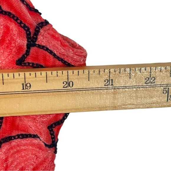 Lungo L’Arno Women’s Red Floral Linen MIDI Dress Bloomchic Cap Sleeve Size Large - Picture 11 of 11